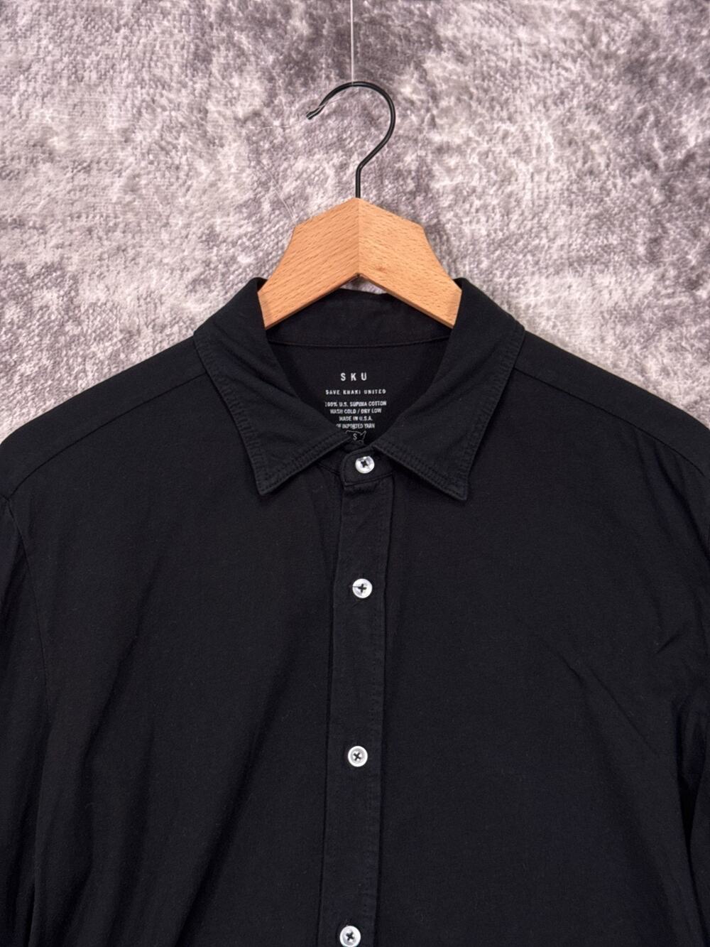 SKU Save Khaki United Long Sleeve Supima Jersey Easy Shirt Small Mens Black